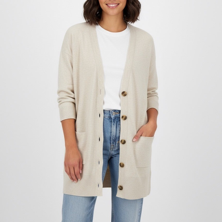 Madewell Beige Knit Cardigan Sweater XXS V Neck Button Front Long Sleeve Pockets