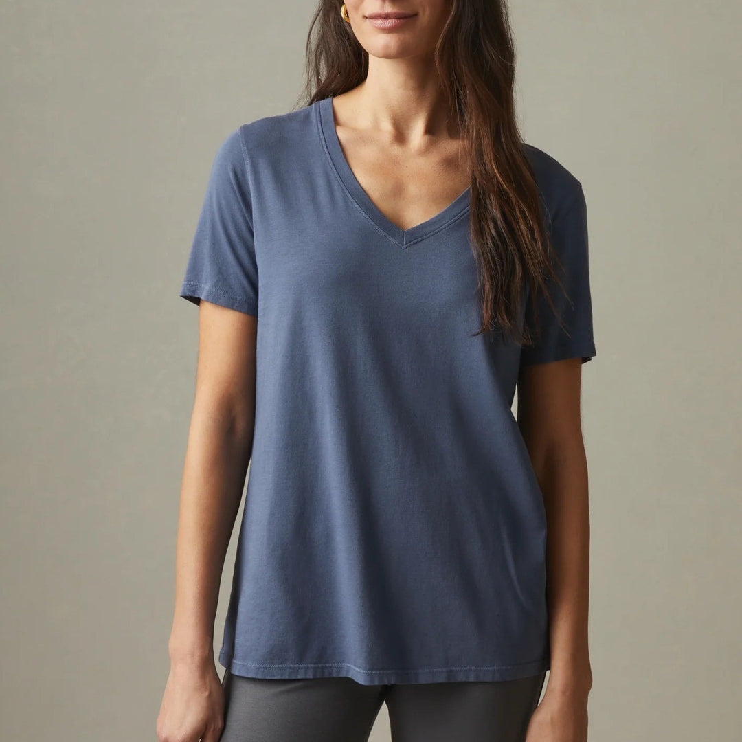 AMERICAN GIANT Classic V Neck T Shirt Navy Blue Made in USA Size S