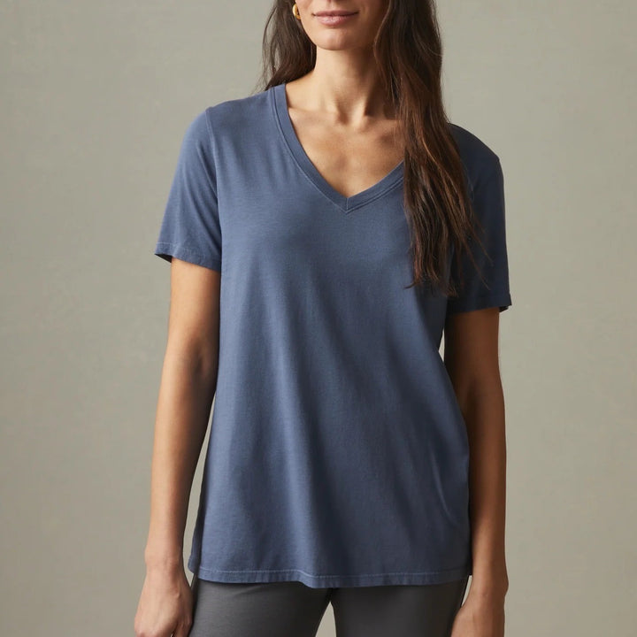 AMERICAN GIANT Classic V Neck T Shirt Navy Blue Made in USA Size S