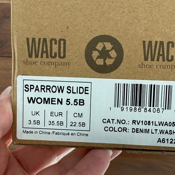 Waco Revitalign Women's Slip On Casual Shoes Light Blue Canvas Comfort Size 5.5