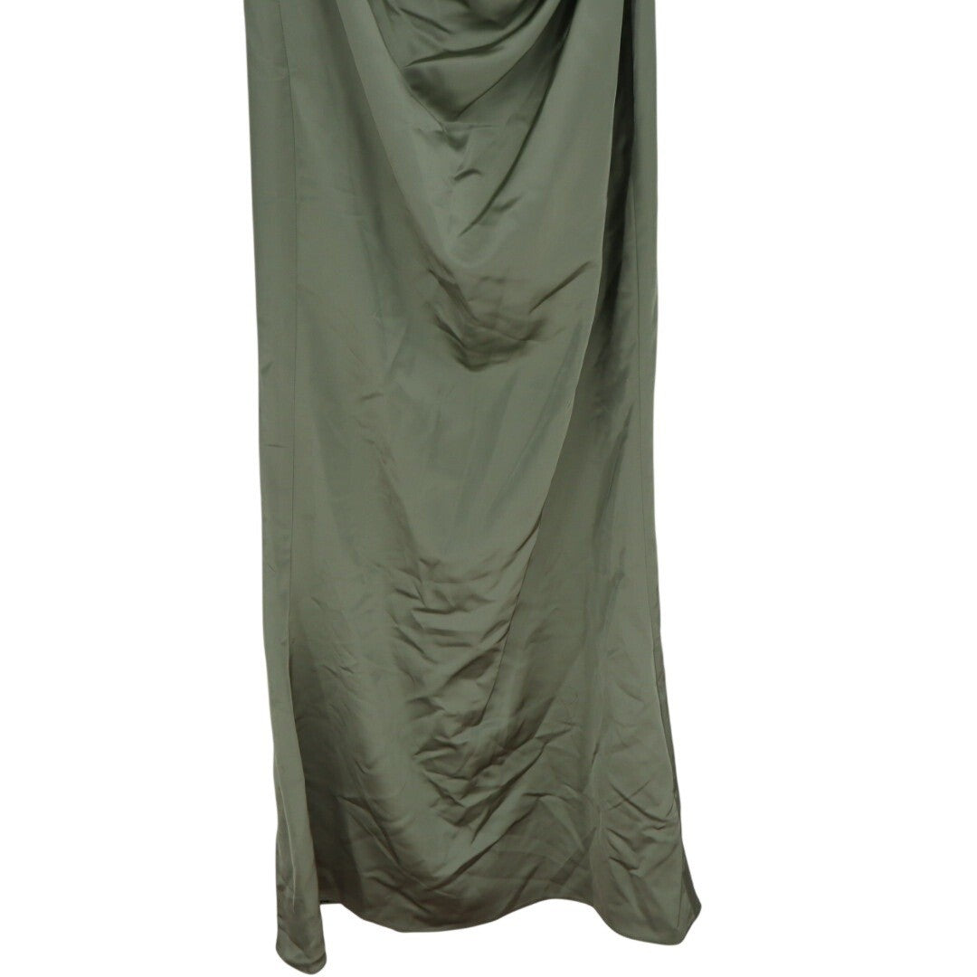 After Six One-Shoulder Cat-Eye Neckline Fit and Flare Satin Maxi Dress Size 2