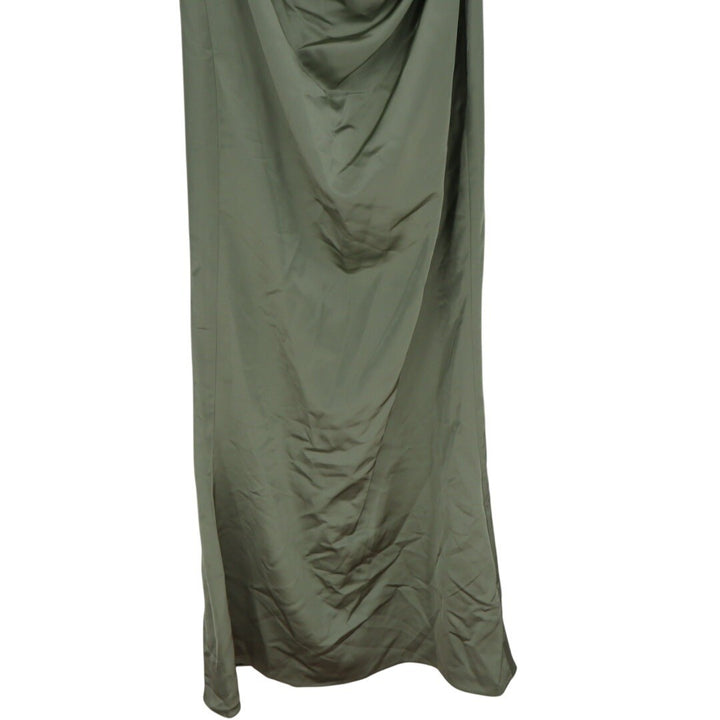 After Six One-Shoulder Cat-Eye Neckline Fit and Flare Satin Maxi Dress Size 2