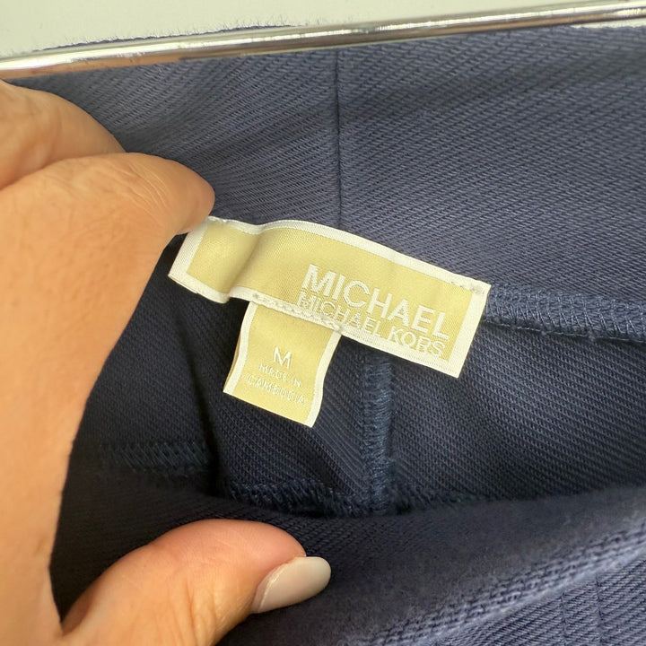 Michael Kors Ponte Knit Navy Blue Pull On Gold Pocket Detail Pants