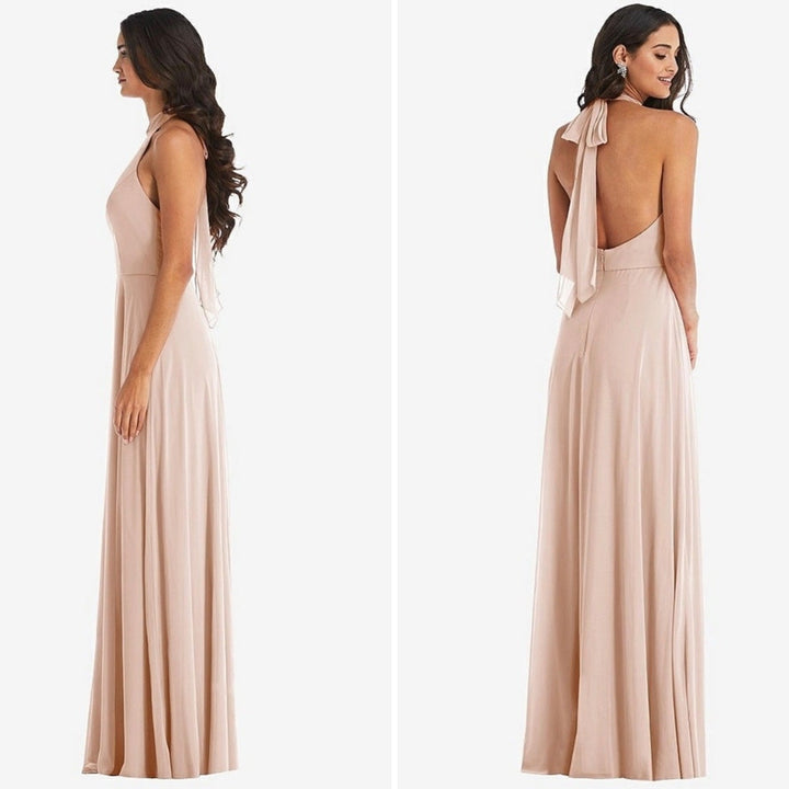 After Six High Neck Halter Backless Maxi Dress Size 16