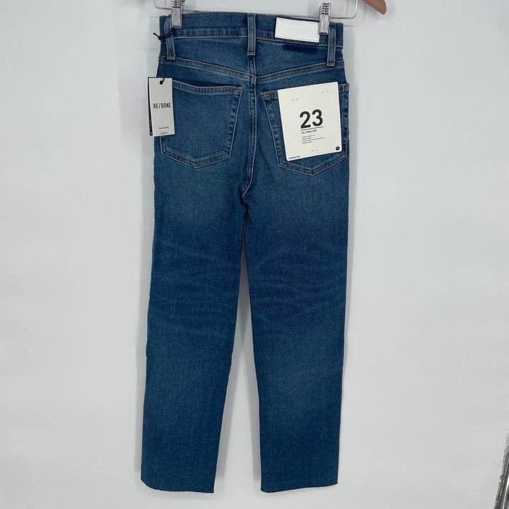 RE/DONE 70s Stove Pipe Jeans True Indigo High Rise Straight Leg Size 23