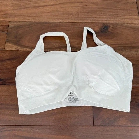 Truekind Everyday Throw-On Wireless Bralette Smoothing Bra 3XL White