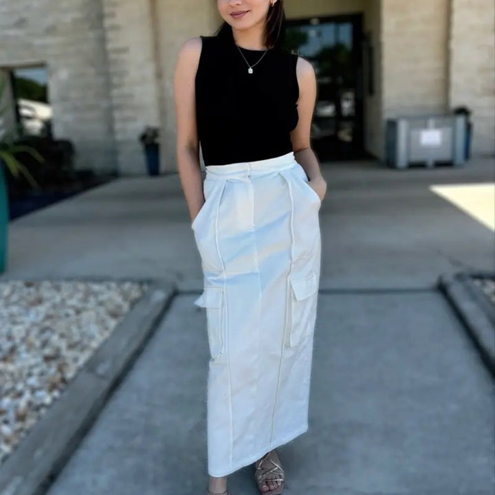 Silk Laundry Canvas Cargo Skirt Size XS