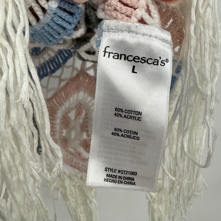 Blue Rain Francesca's Kassandra Crochet Fringe Tank Top Pink Blue Green Large