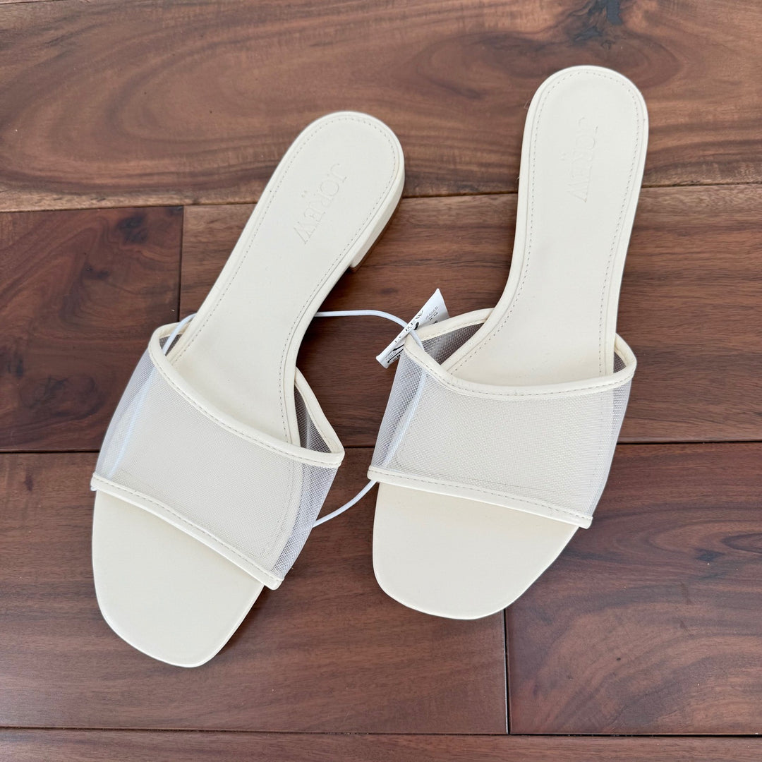 J. Crew Women's Cream Mesh Slide Sandals Size 8