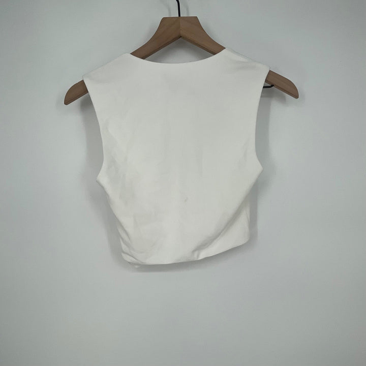 Lulus White Square Neck Cap Sleeve Cropped Top Size S