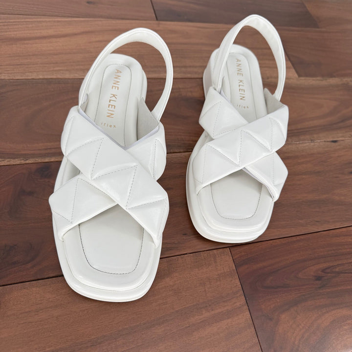 Anne Klein Akartise White Memory Foam Slingback Sandals Women's 8.5M