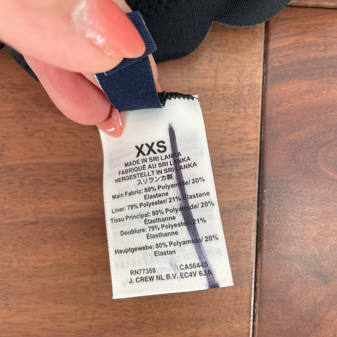 J Crew Black Scallop One Shoulder Bikini Top Swimsuit XXS