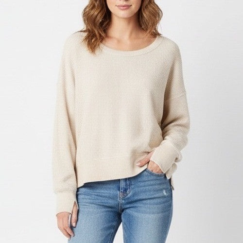 AE Offline by Aerie Waffle Knit Crew Neck Long Sleeve Thermal Top Beige XL