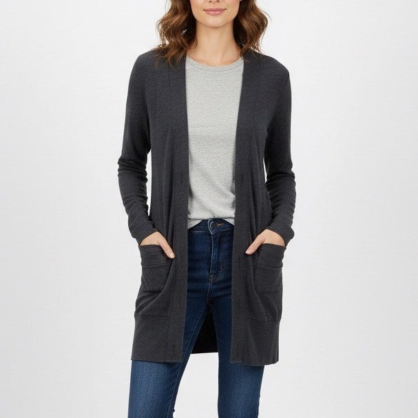 BDG Charcoal Gray Long Sleeve Button Front Cardigan Sweater Size S Pockets