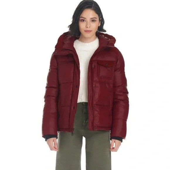 Koolaburra by UGG Burgundy Corduroy Puffer Hooded Jacket Size S/P