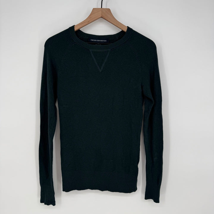 French Connection Dark Green Crew Neck Raglan Sleeve Knit Sweater XS
