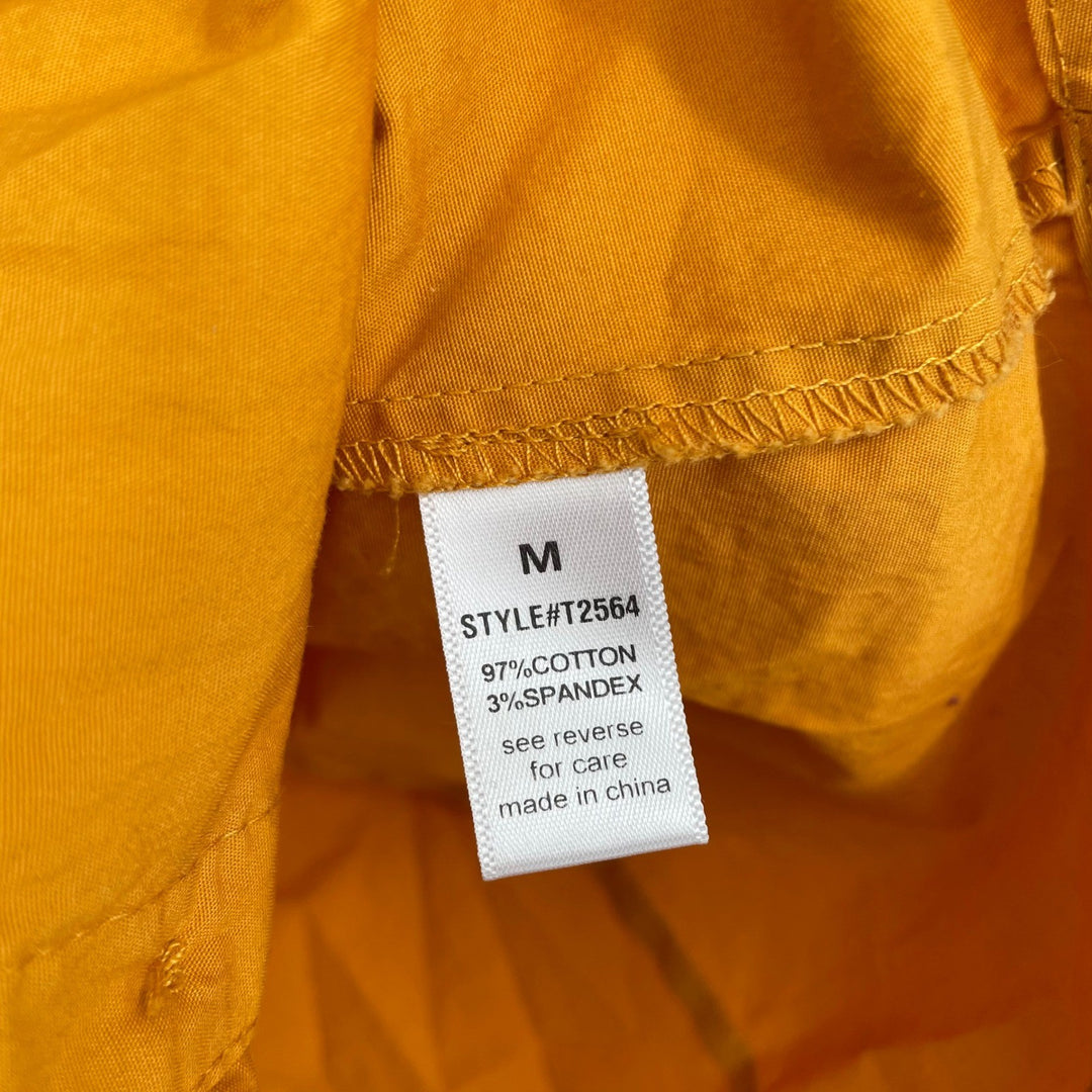 Active Usa Mustard Yellow 3/4 Sleeve Collared Button Up Shirt Medium