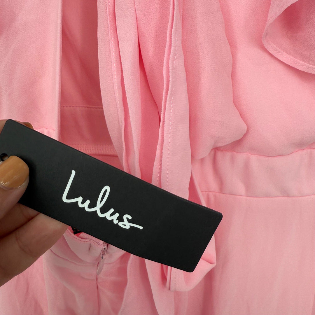 Lulus Simply Delightful Pink Tie-Back Flutter Sleeve Maxi Dress Size XL