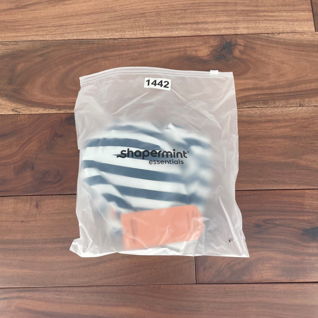 Shapermint Essentials Full Coverage Halter Bikini Top Navy White Stripe Size M