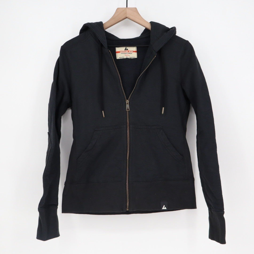 American Giant Womens Full Zip Hoodie Black Cotton Size S Made USA