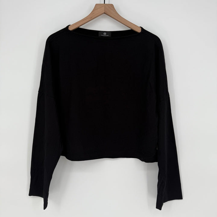 AG Adriano Goldschmied Black Long Sleeve Cotton Cropped Top Size S