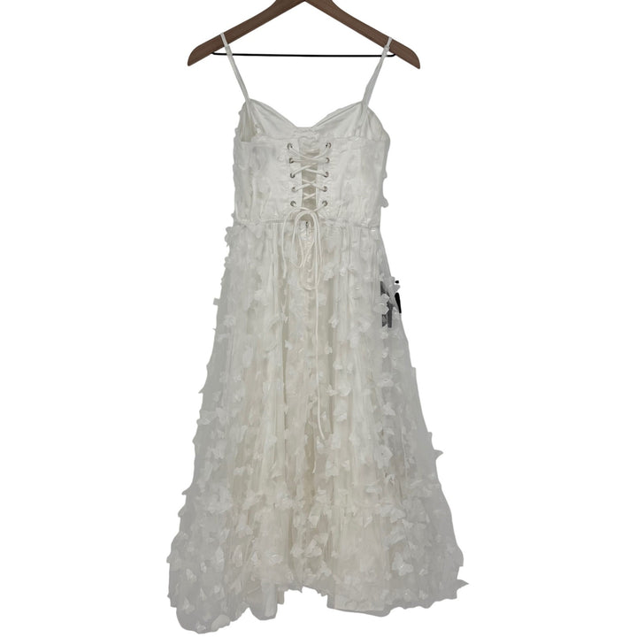 Lulus Time To Fly White Butterfly Lace-Up Midi Dress Size S