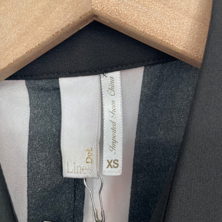 Line & Dot Black White Stripe Cold Shoulder Collared Blouse XS