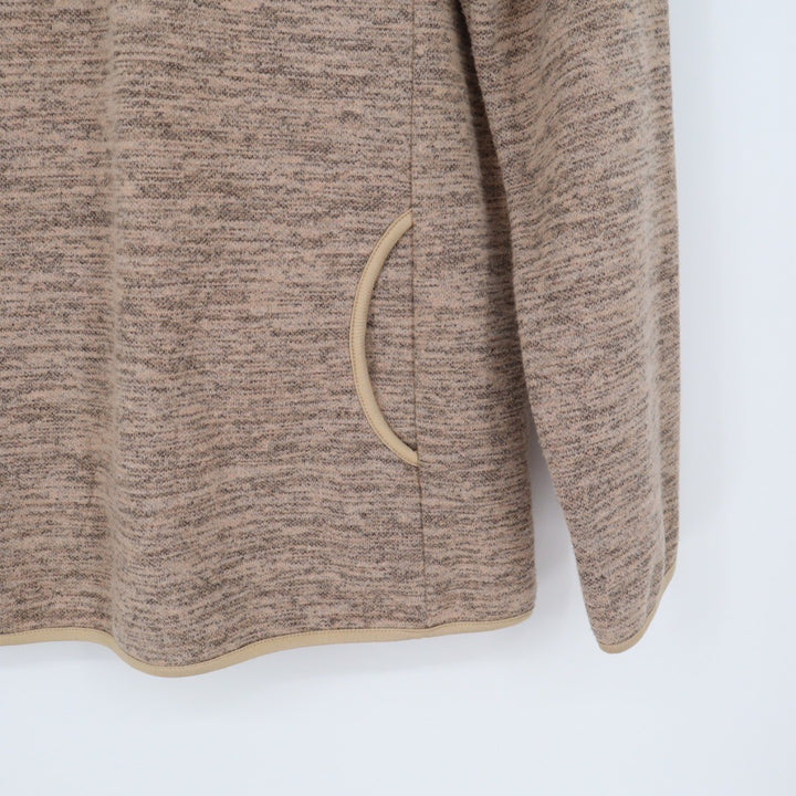 Womens Size L Pullover Fleece Sweatshirt Mock Neck Quarter Zip Pockets Tan Marl