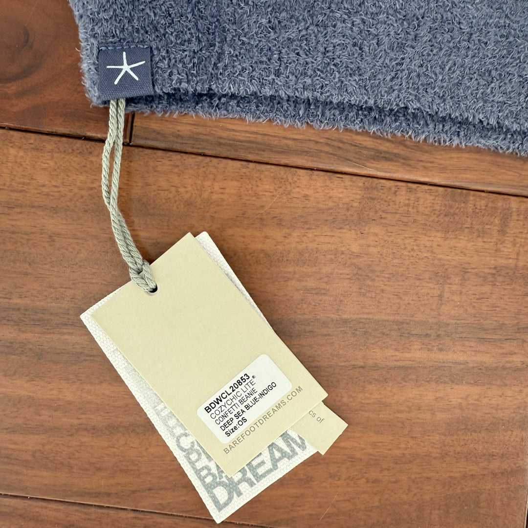 Barefoot Dreams CozyChic Lite Confetti Beanie Hat Womens OS Deep Sea Blue Winter