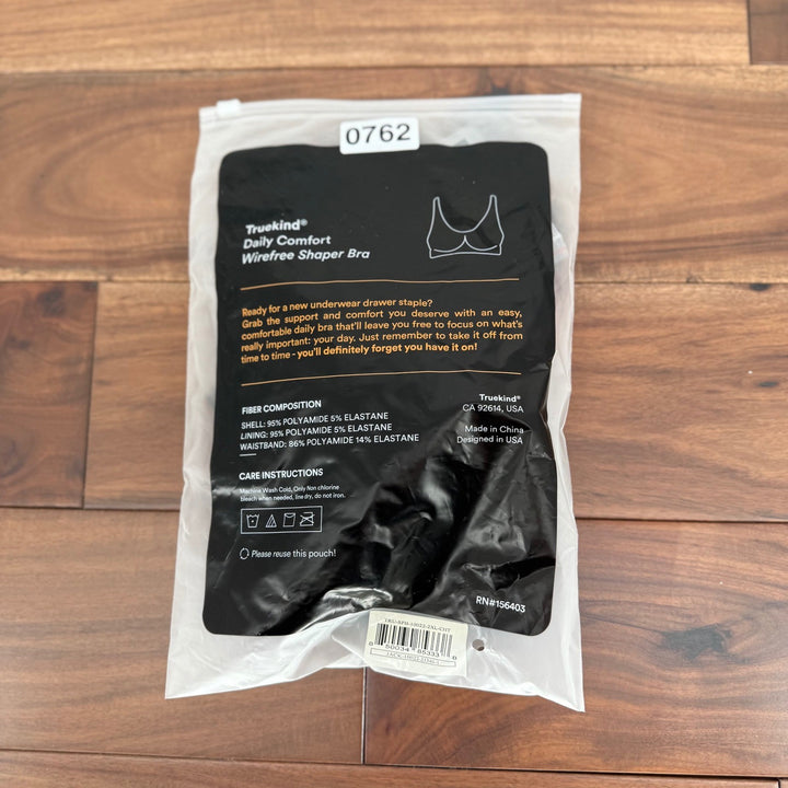 Truekind Daily Comfort Wirefree Shaper Bra Black Support Size 2XL