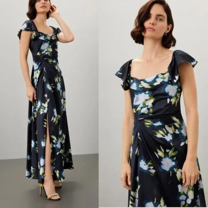Tanya Taylor Luna Floral Gathered Maxi Dress Size 0