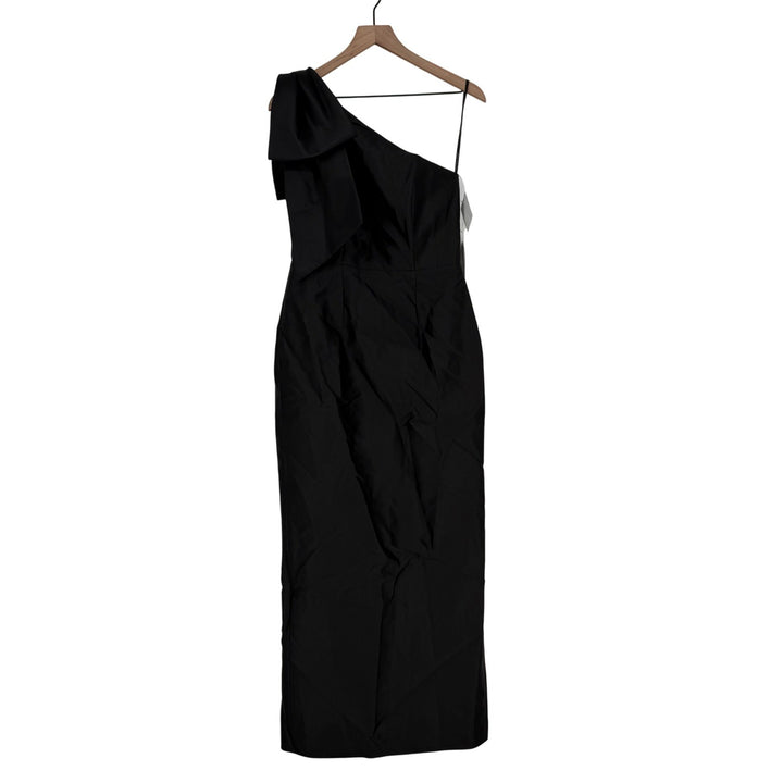 Alfred Dunner Oversized Bow One-Shoulder Satin Column Maxi Dress Size 8