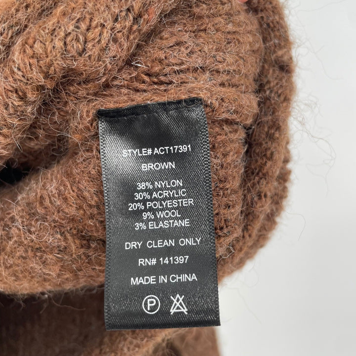 ASTR The Label Brown Chevron Knit Mock Neck Cropped Sweater Size M