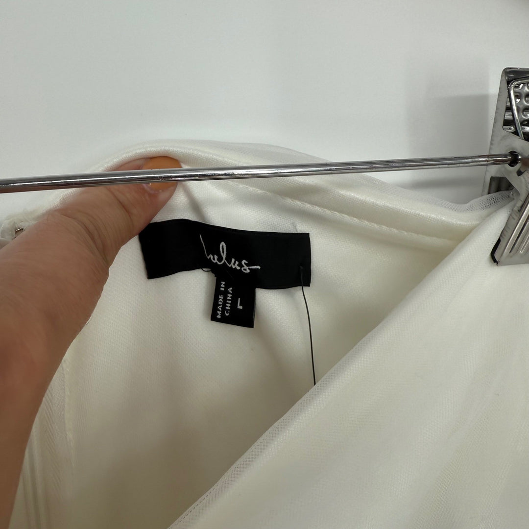 Lulus Eternal Bliss White Tulle Off-The-Shoulder Wide-Leg Jumpsuit Size L