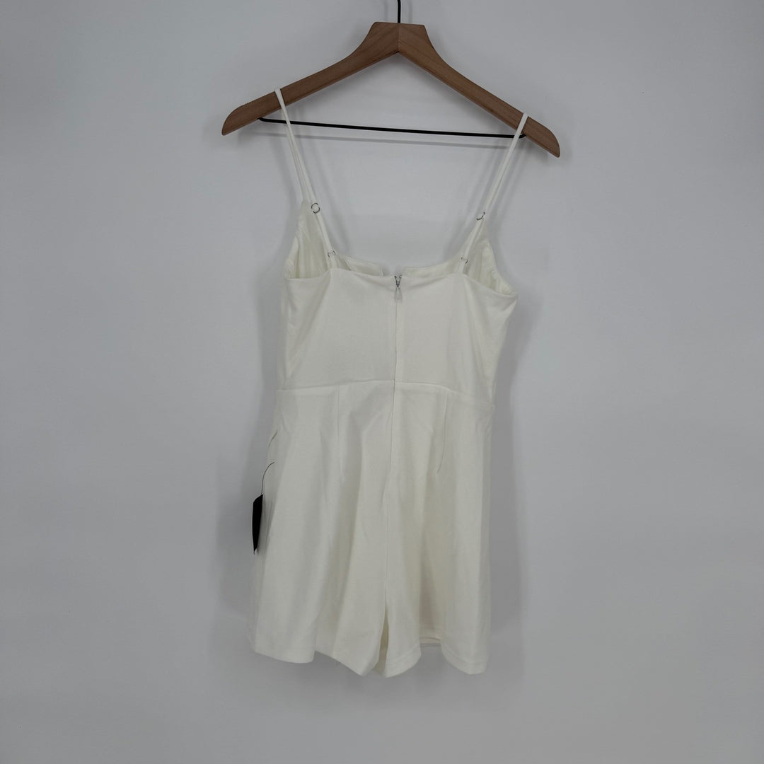Lulus Cheers To Chic White Notched Sleeveless Skort Romper Size S