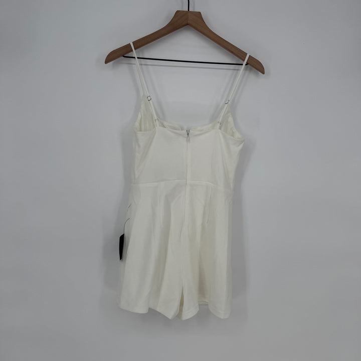 Lulus Cheers To Chic White Notched Sleeveless Skort Romper Size S
