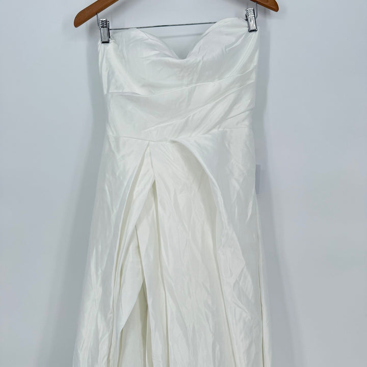 Lulus Lifetime of Love White Satin Strapless A-Line Gown Size 6