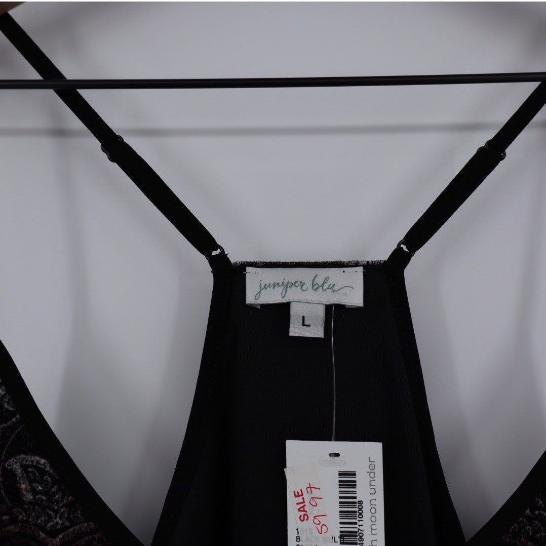 Juniper Blu Black Paisley Print Burnout Camisole Tank Top Size L