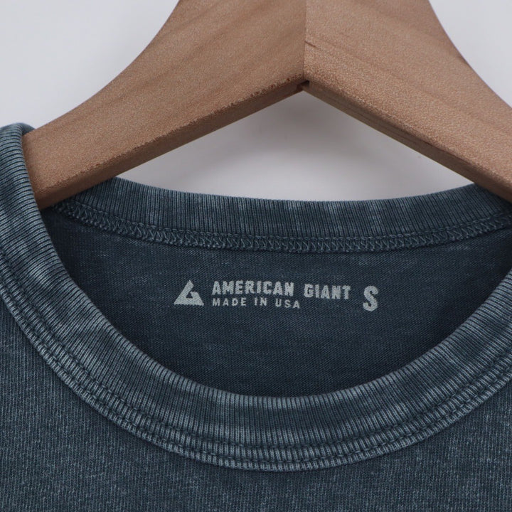 American Giant Washed Cotton Tee Teal Crew Neck Short Sleeve Size S Made USA