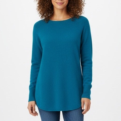 Halogen Cashmere Blend Crew Neck Sweater Teal Blue XS