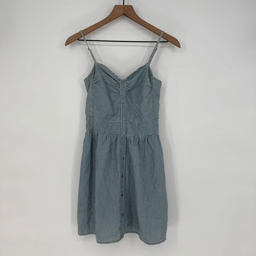 Striped Button Front Smocked Back Sundress Size Small