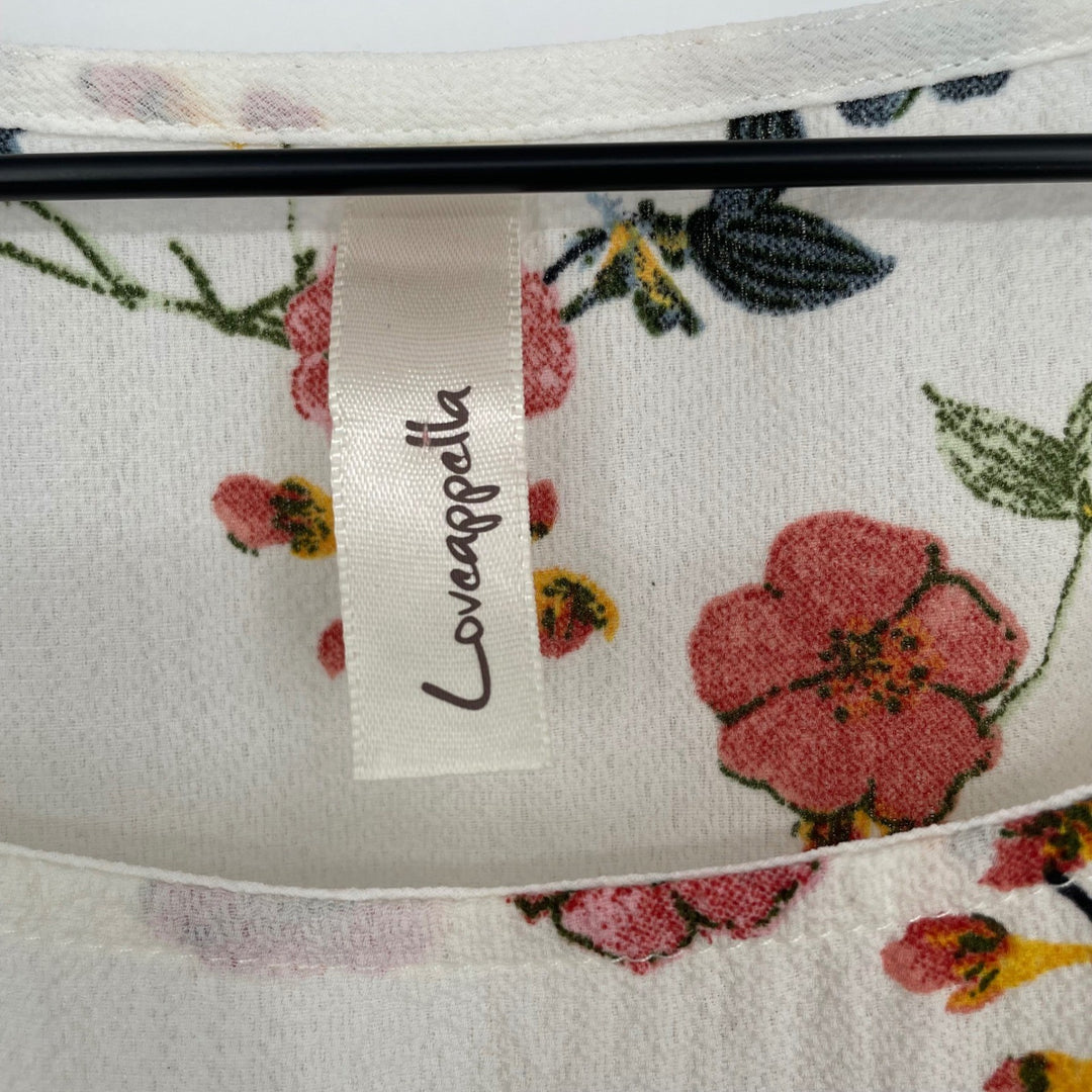 Lovecappella Cream Floral Bird Print Sleeveless Tank Top XS