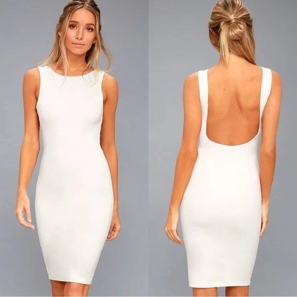 Lulus Like a Lady White Backless Midi Dress Size XL