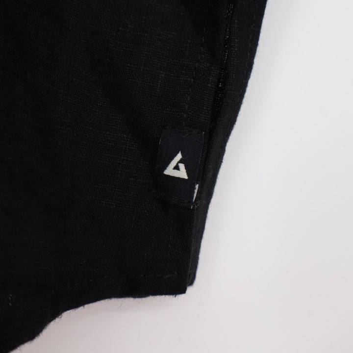American Giant Black Linen Short Sleeve Button Up Shirt Women's XS