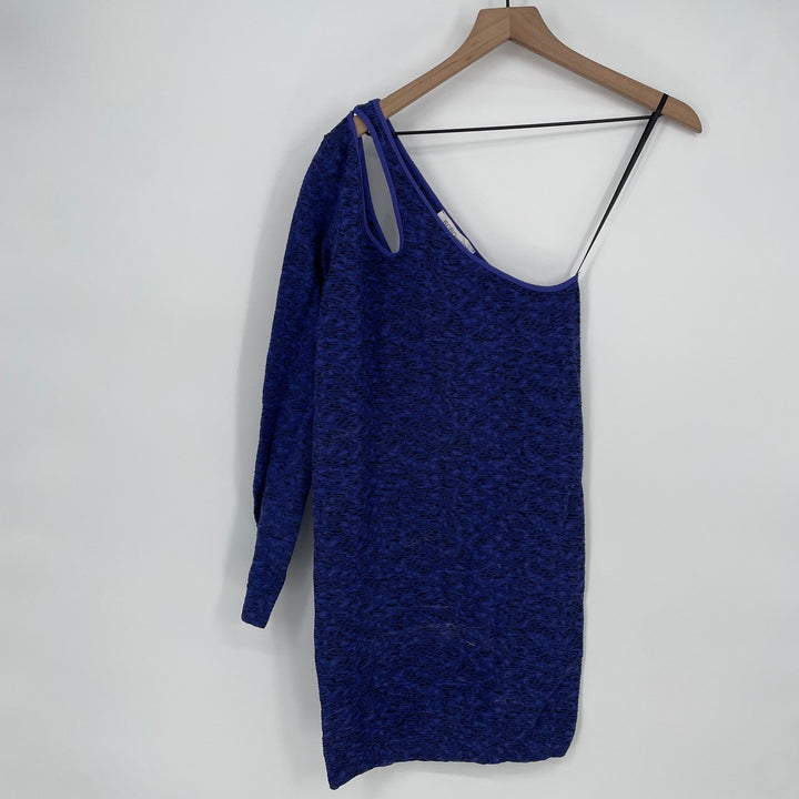 BCBG Generation Royal Blue One Shoulder Textured Mini Dress M L