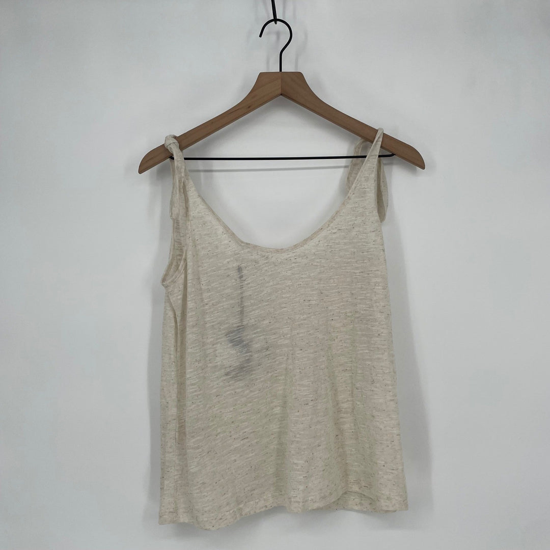 Line Dot Cream Speckled Tie Shoulder Tank Top M