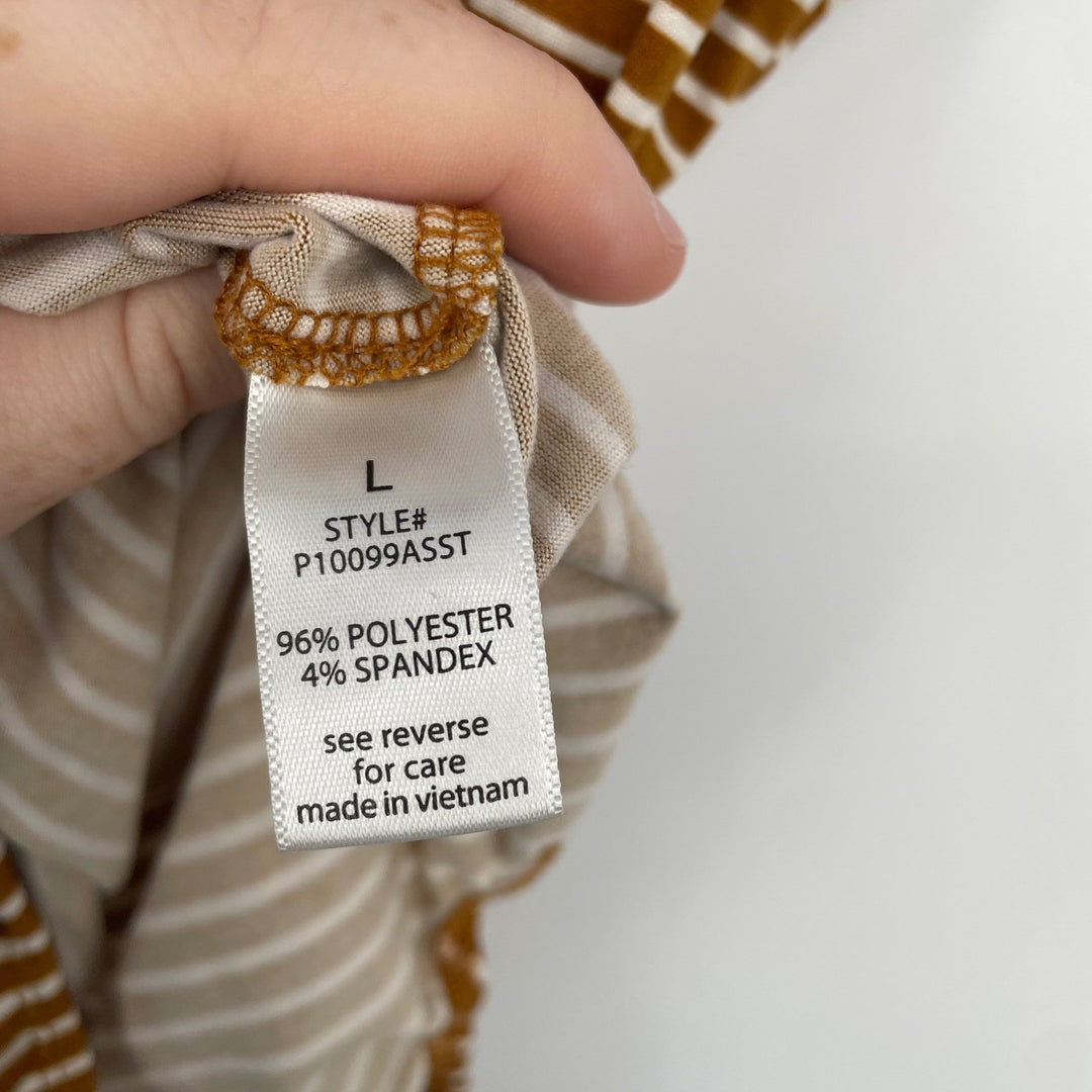 Active USA Women's Striped Tank Bodysuit Amber White Size Large L