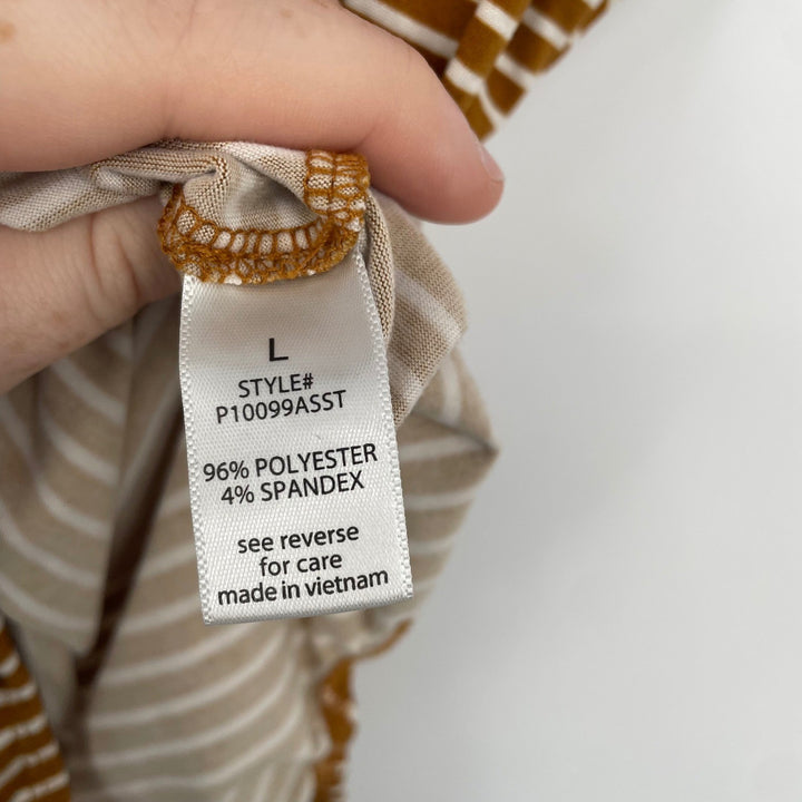 Active USA Women's Striped Tank Bodysuit Amber White Size Large L