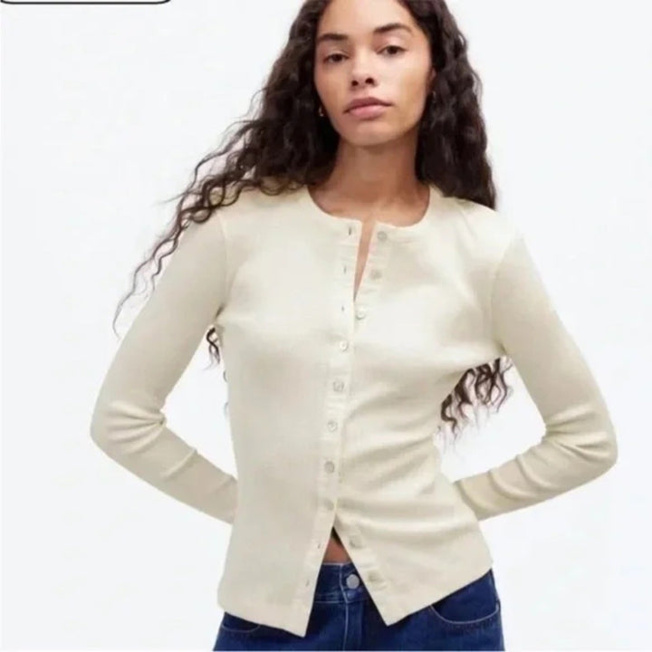 Madewell Germent-Dyed Ribbed Cardigan Tee Iced Mint Size XL