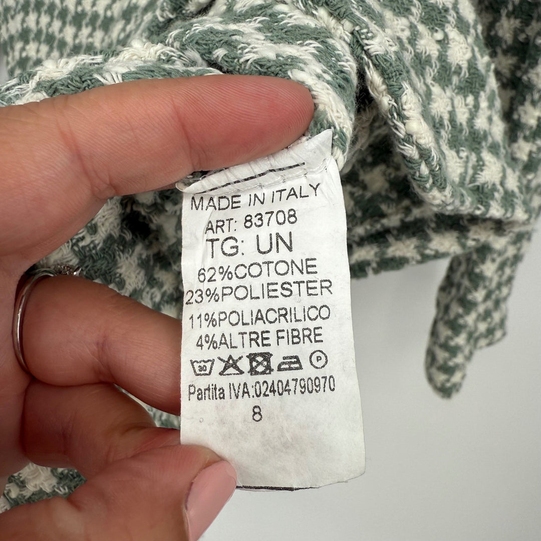 Sa Sa Houndstooth Blazer Jacket Green White Button Front Made in Italy